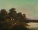 British School, Along the Water, ALONG THE WATER, oil on canvas