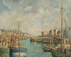 Henri Stenn, Port En Bessin, Oil on canvas