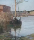 Bertha E. Perrie, Gloucester Wharf, Gouache