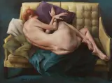 Frank N. Ashley, Carolyn on Couch, Oil on board