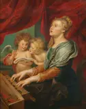 Cecilia at the Piano by Continental School, CECILIA AT THE PIANO, oil on canvas, sold Feb 2012