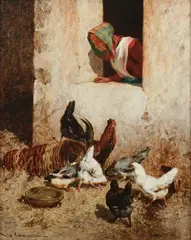 Philibert Leon Couturier, Farmyard Scene, Oil on panel