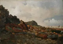 Joseph T. Coosemans, View of Wimereux, Oil on paper laid on canvas