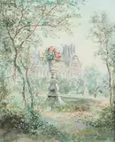 Cesar A. Villacres, Garden View of the Tuileries, Oil on canvas