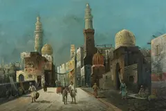 J. Valensi, Arabs in the Marketplace, Oil on board