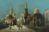 J. Valensi, Arabs in the Marketplace, Oil on board