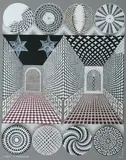 Pedro Friedeberg, Tarde O Temprano, Mixed media on board