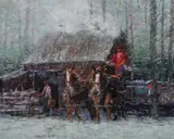 John Charles Terelak, Gathering the Sap, Oil on canvas