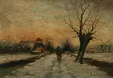 Jacobus van der Stok, Road in Winter, Oil on panel
