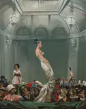 Frank N. Ashley, Fashion Show at Palace, Oil on board
