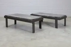 Jerome Abel Seguin, Jerome Abel Seguin (French, 1950, a pair of patinated cast iron side tables