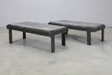 Jerome Abel Seguin, Jerome Abel Seguin (French, 1950, a pair of patinated cast iron side tables