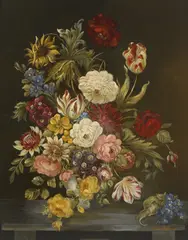 Adrian Hoffman, Untitled, Adrian Hoffman (20th century) Summer flowers in a vase oil on board 98 x 75.5cm
