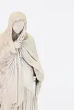 Benjamin Edward Spence, Untitled, a carved white marble figure, on an oval plinth