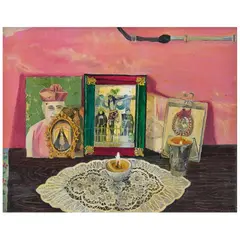 Elena Climent, Altar rosa, Óleo sobre tela sobre madera