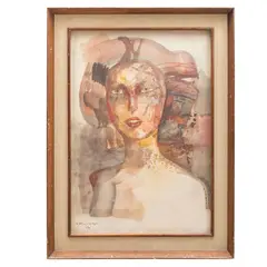 Retrato de dama by Guillermo Ceniceros, 1976, Mixta sobre papel, offered Apr 2022