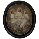 Andrés López, TRINIDAD ANTROPOMORFA, Óleo sobre tela. Formato oval