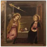 la Anunciación, MÉXICO, SIGLO XIX, Óleo sobre tela