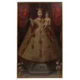 Virgen del Rosario, MÉXICO, SIGLO XVIII, Óleo sobre tela