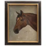 Firmado A. V. Honey, CABEZA DE CABALLO, Óleo sobre tela