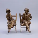 Octavio Ponzanelli, Pareja en sillas, Esculturas en bronce