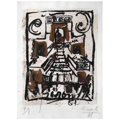 Sin título, de la carpeta Copilli: corona real by Alberto Gironella, Serigrafía y collage sobre papel amate P / I, offered Mar 2022