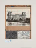 Christo, Wrapped Reichstag (Project for Berlin), 1995, Farboffset und Collage auf leichtem Karton
