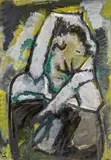 Werner Scholz, Frierende, 1964, Öl auf Karton