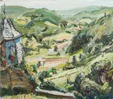Christopher Lehmpfuhl, Blick zum Odenwald, 2002, Öl auf Leinwand