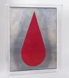 Michael Sailstorfer, Heavy Tear 24, MAC 612 RUSSIAN RED, 2018, Lippenstift auf Blei über Holzplatte