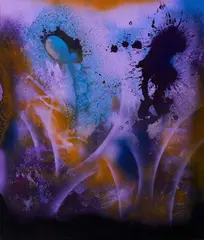 Ohne Titel (VO2) by Bettina Scholz, 2020, Sprühfarbe auf Plexiglasscheibe vor HDK mit Sprühfarbe und Tusche, sold Jul 2020