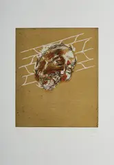 Markus Lüpertz, Ohne Titel (Totenmaske Heine), 1997, Farbaquatinta auf Velin