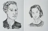 Stephan Balkenhol, Kopf Mann / Kopf Frau, 2004, Konvolut von 2 Lithografien auf Zerkall (Wasserzeichen)