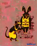 11th Hour WORSE RAT &amp; CHIMP "original" by Not Banksy and Not By Banksy, 2019, Sprühfarbe auf Holz, sold Dec 2020