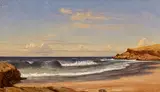 Robert Kummer, Meeresbrandung in der Bucht von Colares in Portugal, Öl auf Papier