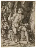 Anton Woensam, Der Tod und der Musiker, Radierung auf Papier
