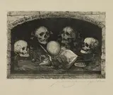 Carl Müller-Baumgarten, "Wer war der Tor, wer Weiser, wer Bettler oder Kaiser", Radierung auf Papier