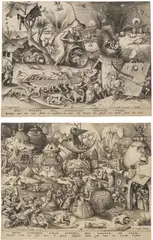 Pieter d.Ä. Brueghel, Die Sieben Todsünden, 1558, Kupferstich auf Papier