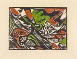 Ernst Wilhelm Nay, Lofotenlandschaft, 1938, Farbholzschnitt auf Velin