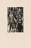 Ernst Ludwig Kirchner, Flanierendes Publikum auf der Straße, 1914, Holzschnitt auf Velin