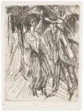 Ernst Ludwig Kirchner, Sich anbietende Kokotte, 1914, Radierung auf Kupferdruckkarton