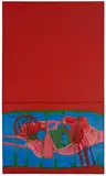 Uwe Lausen, Rot, 1963, Öl auf zwei durch eine Leiste getrennten Leinwänden