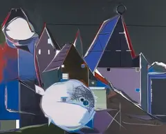 Thomas Scheibitz, 1492, 2002, Öl, Lackfarbe und Pigmentmarker auf Leinwand