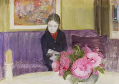 Eva Schwab, "Das Fotoalbum", 2004, Aquarell, Acryl und Enkaustik auf Nessel