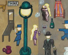 William Copley, Ohne Titel (Think), 1961, Mischtechnik auf Leinwand