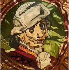 Tim Ernst, "MOZART'S AUGE", 2009, Mischtechnik und Spiegel auf Holz