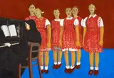 Jaroslaw Modzelewski, "Caritas - dziewczynki" (Caritas girls), 1998, Eitempera auf Leinwand