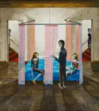 Gino Rubert, Simetrías, 2005, Öl und Collage auf Leinwand, in Künstlerrahmen
