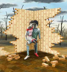 Gino Rubert, Heroes, 2009, Öl und Collage auf Leinwand, in Künstlerrahmen