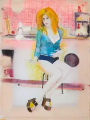 Eva Schwab, "Pin up No 3", 2006, Aquarell und Enkaustik auf Leinwand